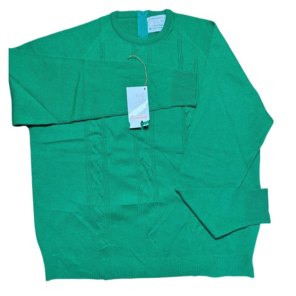 Vintage Helen Sue Green Knit Sweater Size M NWT Fully Fashioned Acrylic